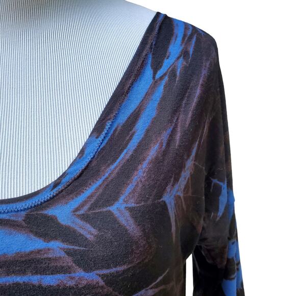 Heyne Bogut Blue Black Animal Print Top Blouse Sz 4 Large - Picture 3 of 11